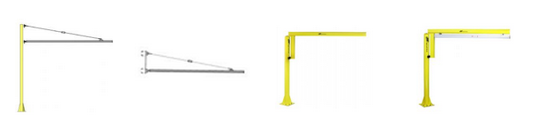 Floor Mounted, Wall Mounted, Floor Mounted I-Beam, and Floor Mounted Aluminum Jib Cranes